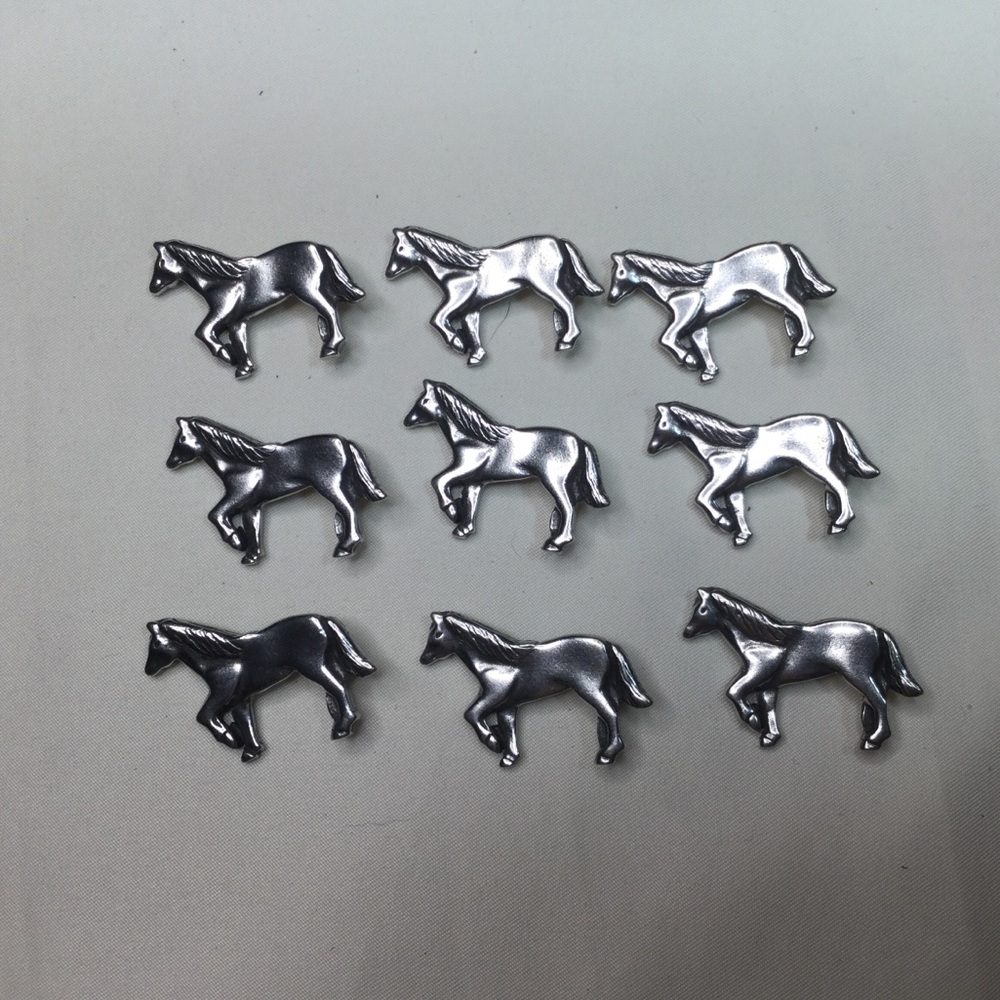 Vintage 90s Danforth Pewter Set Of 9 Horse Buttons